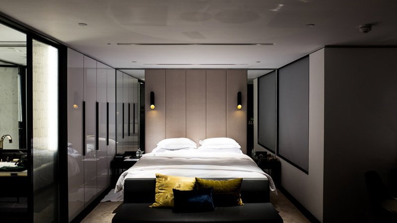 Projects bed with white bed sheet and pillowcase set